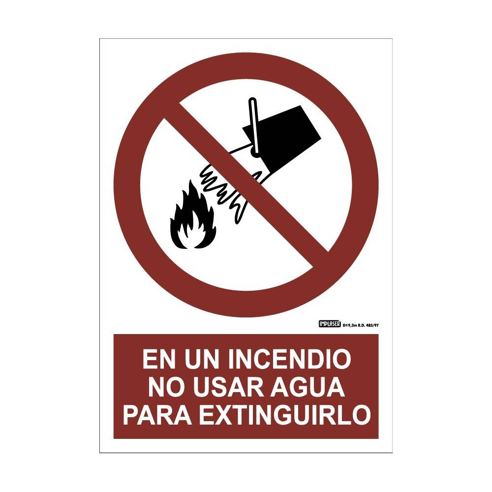 Perigo em caso de incêndio não jogue água - P013