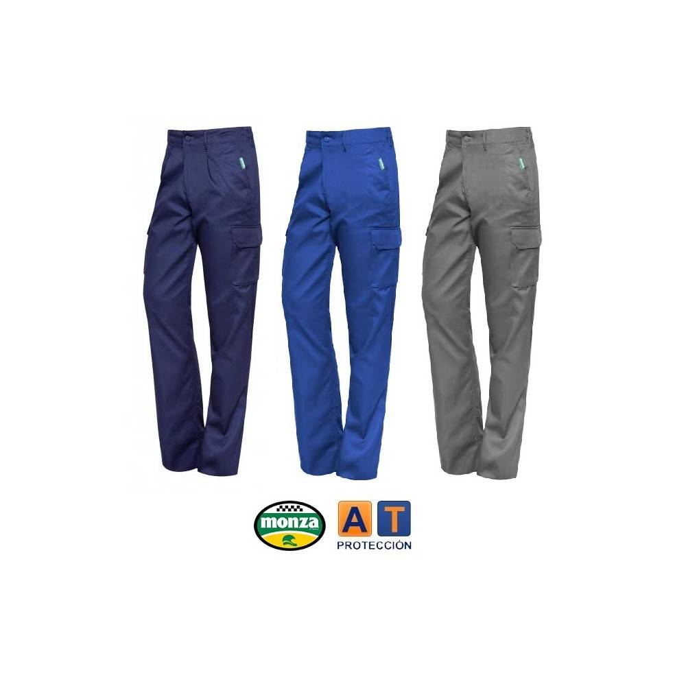 Pantalones para trabajo multibolsillos fabricado en poliéster y algodón  color azul Vito