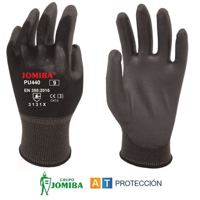 Guante Jomiba PU440 nylon recubierto de poliuretano negro