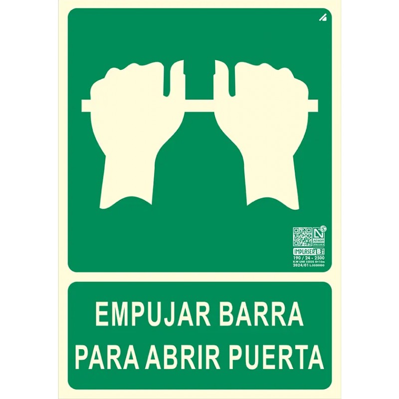 SEÑAL EMPUJAR BARRA PARA ABRIR PUERTA 22.4 x 30 cm