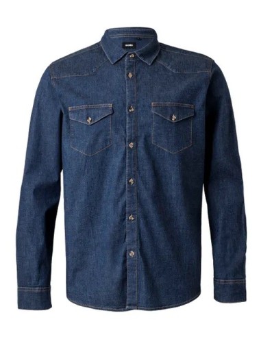 Camisa Denim hombre manga larga Velilla 405006S elástica